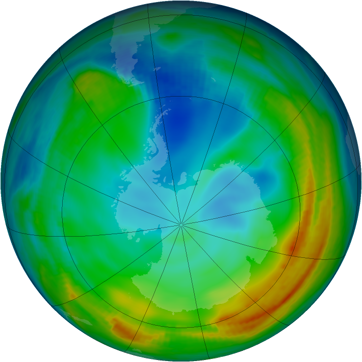 Antarctic ozone map for 18 June 1998